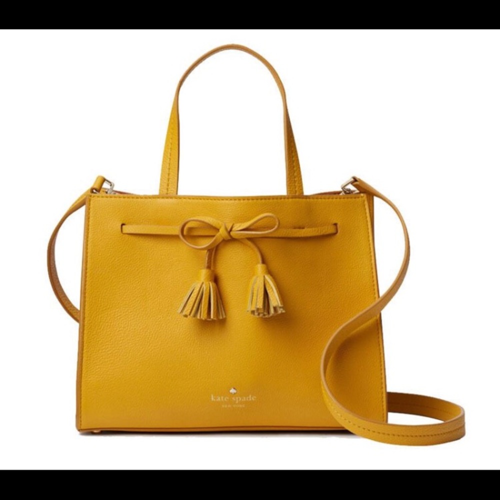 Kate Spade Yellow Leather Tassel Tote - Convertible Shoulder Bag